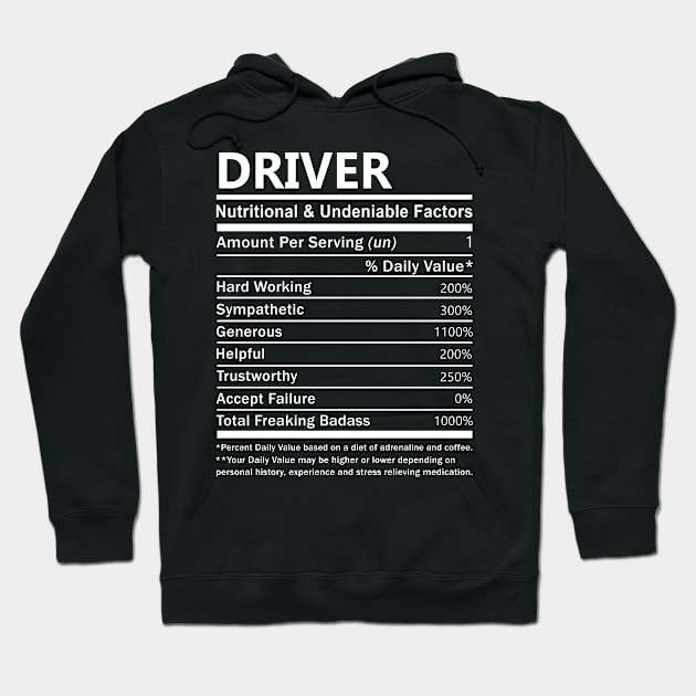 Driver Name T Shirt - Driver Nutritional and Undeniable Name Factors Gift Item Tee Hoodie by nikitak4um